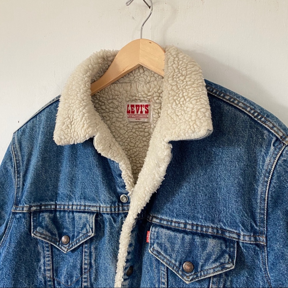 Vintage LEVIS Sherpa Lined Jean Jacket Unisex USA - Picture 5 of 14